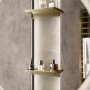 Round Backlit Heated Bathroom Mirror with Lights & Brass Shelves 800mm - Luna