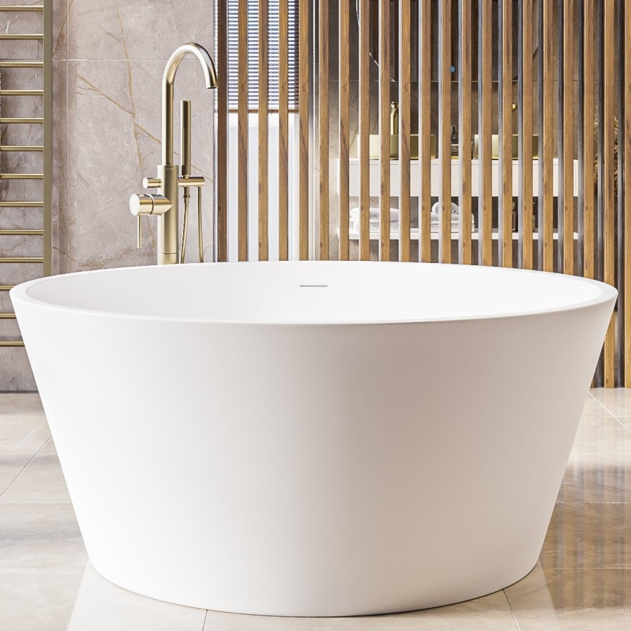 Matt White Round Freestanding Double Ended Bath 1350 x 1350mm - Lupin