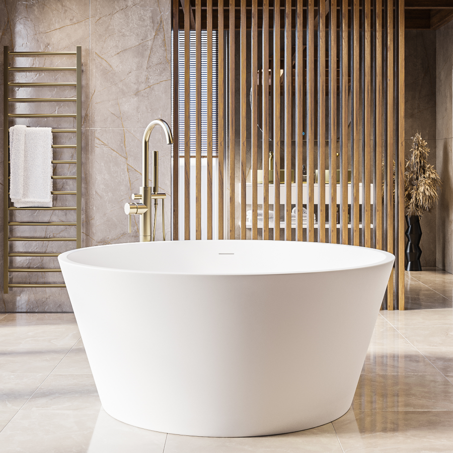 Matt White Round Freestanding Double Ended Bath 1350 x 1350mm - Lupin