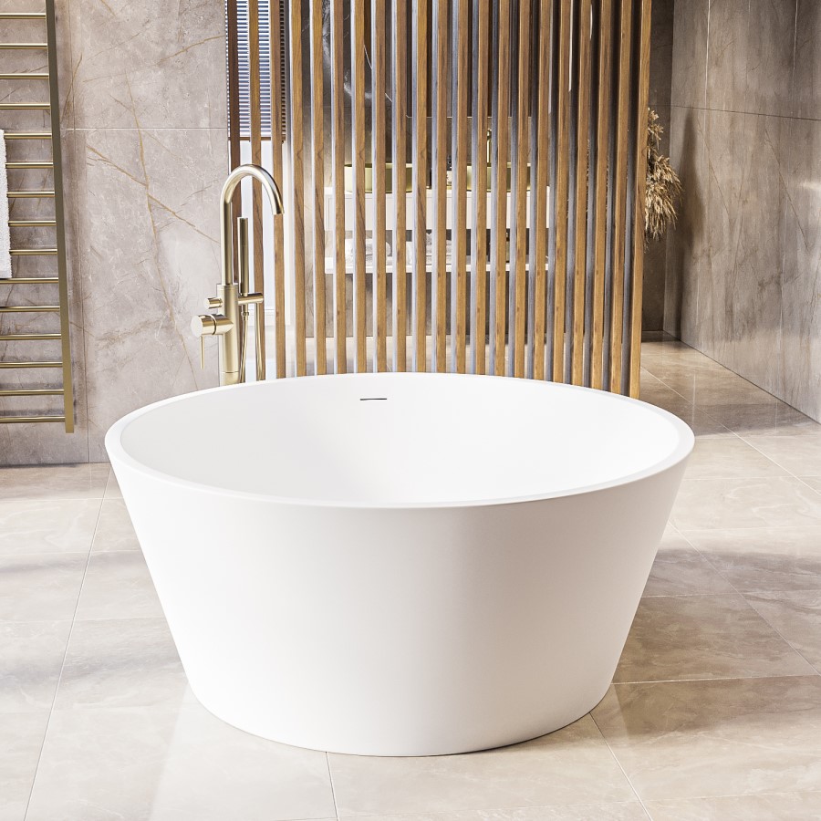Matt White Round Freestanding Double Ended Bath 1350 x 1350mm - Lupin