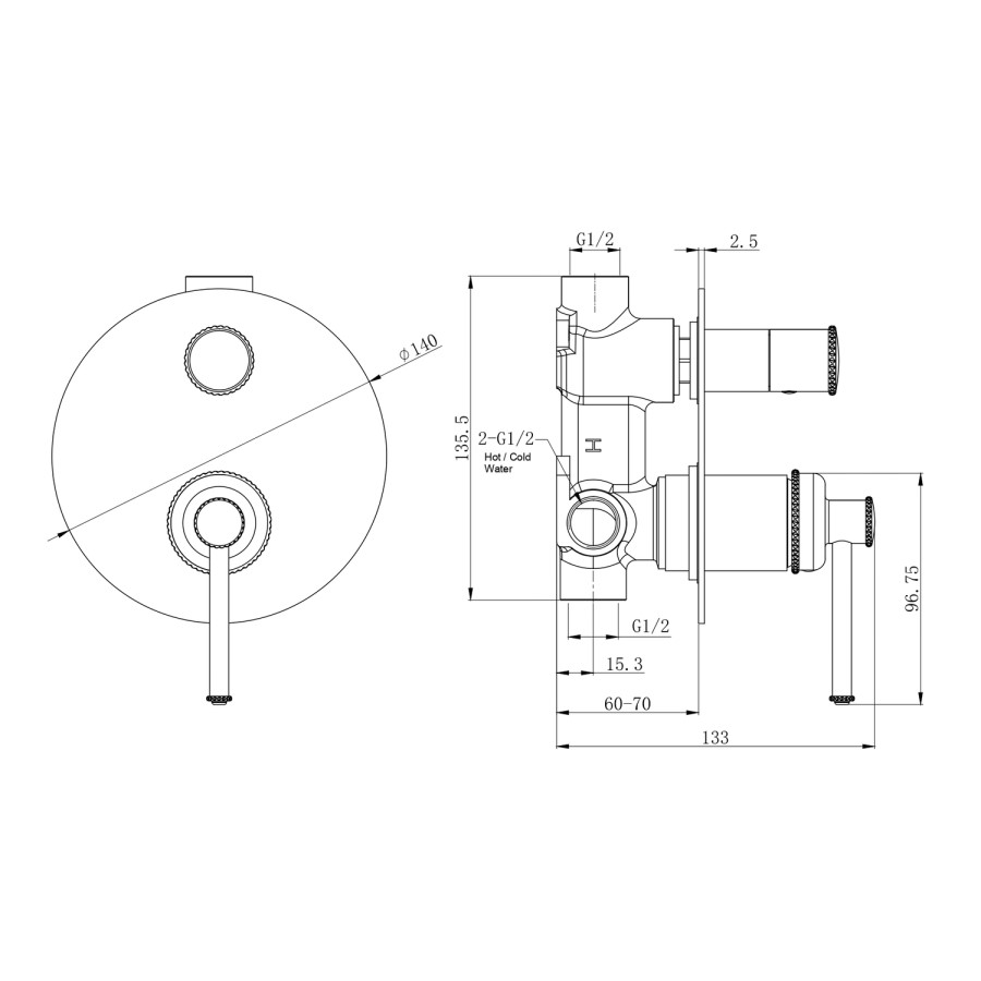 Brushed Brass Traditional 2 Outlet Shower Valve - Lyla