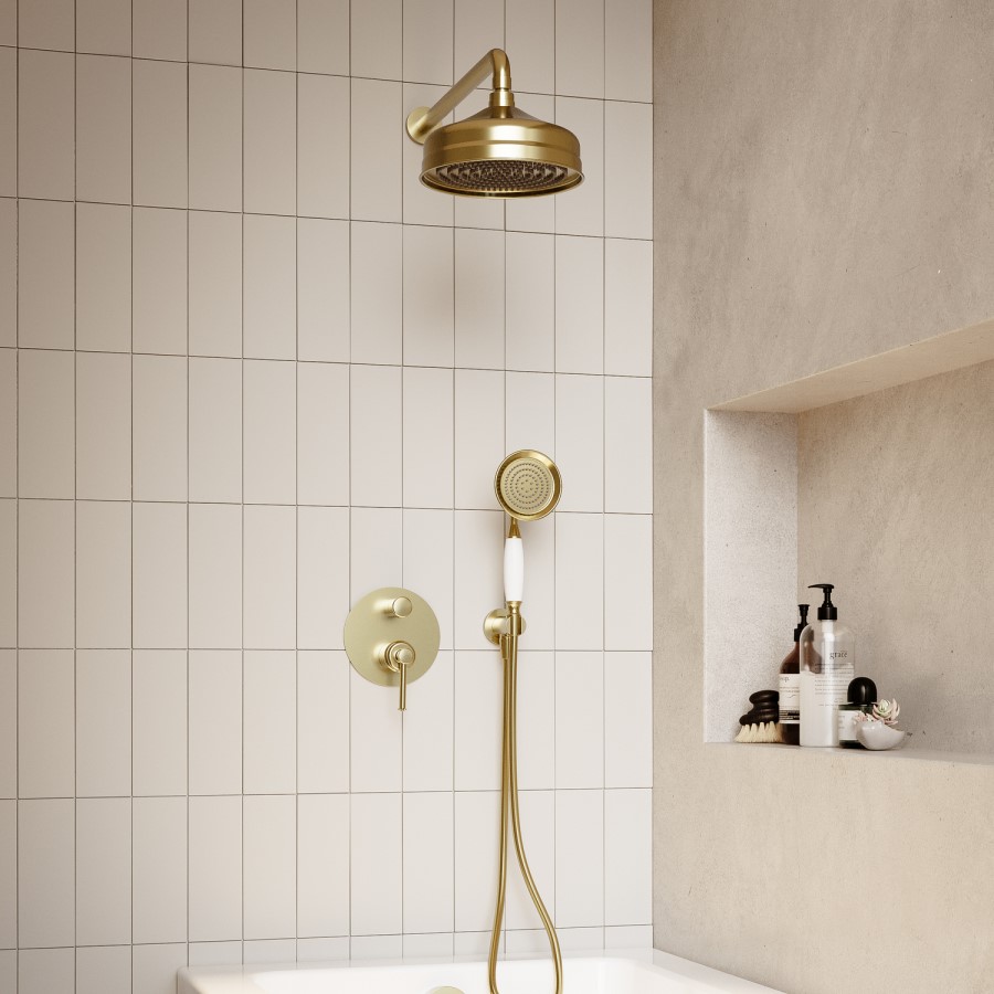 Brushed Brass Traditional 2 Outlet Shower Valve - Lyla