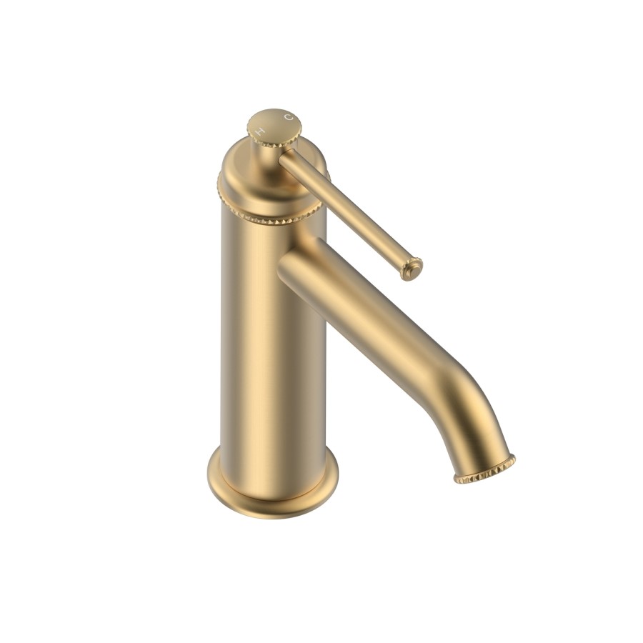 Brushed Brass Traditional Mono Basin Mixer Tap - Lyla