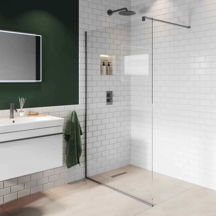 1000mm Gunmetal Grey Shower Screen for Wet Room & Walk In Shower - Live Your Colour