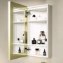 Single Door Corner Brass Mirrored Bathroom Cabinets with Lights 300 x 600mm - Lykos