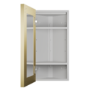 Single Door Corner Brass Mirrored Bathroom Cabinets with Lights 300 x 600mm - Lykos