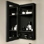 Single Door Corner Black Mirrored Bathroom Cabinets with Lights 300 x 600mm - Lykos