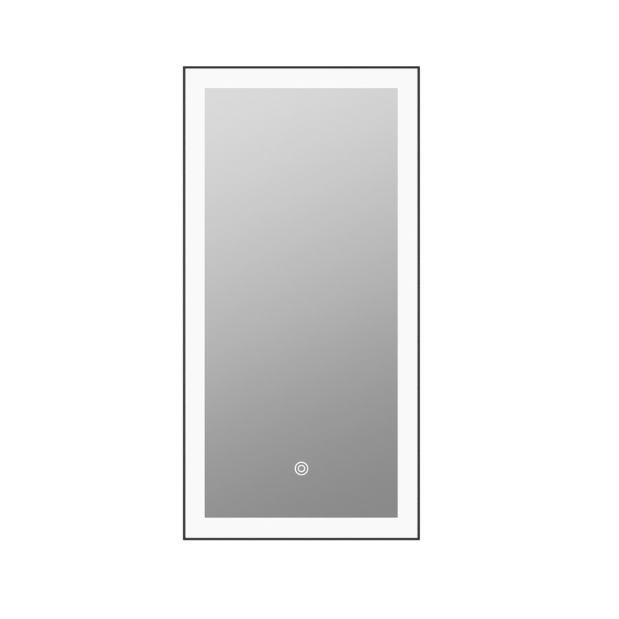 Single Door Corner Black Mirrored Bathroom Cabinets with Lights 300 x 600mm - Lykos