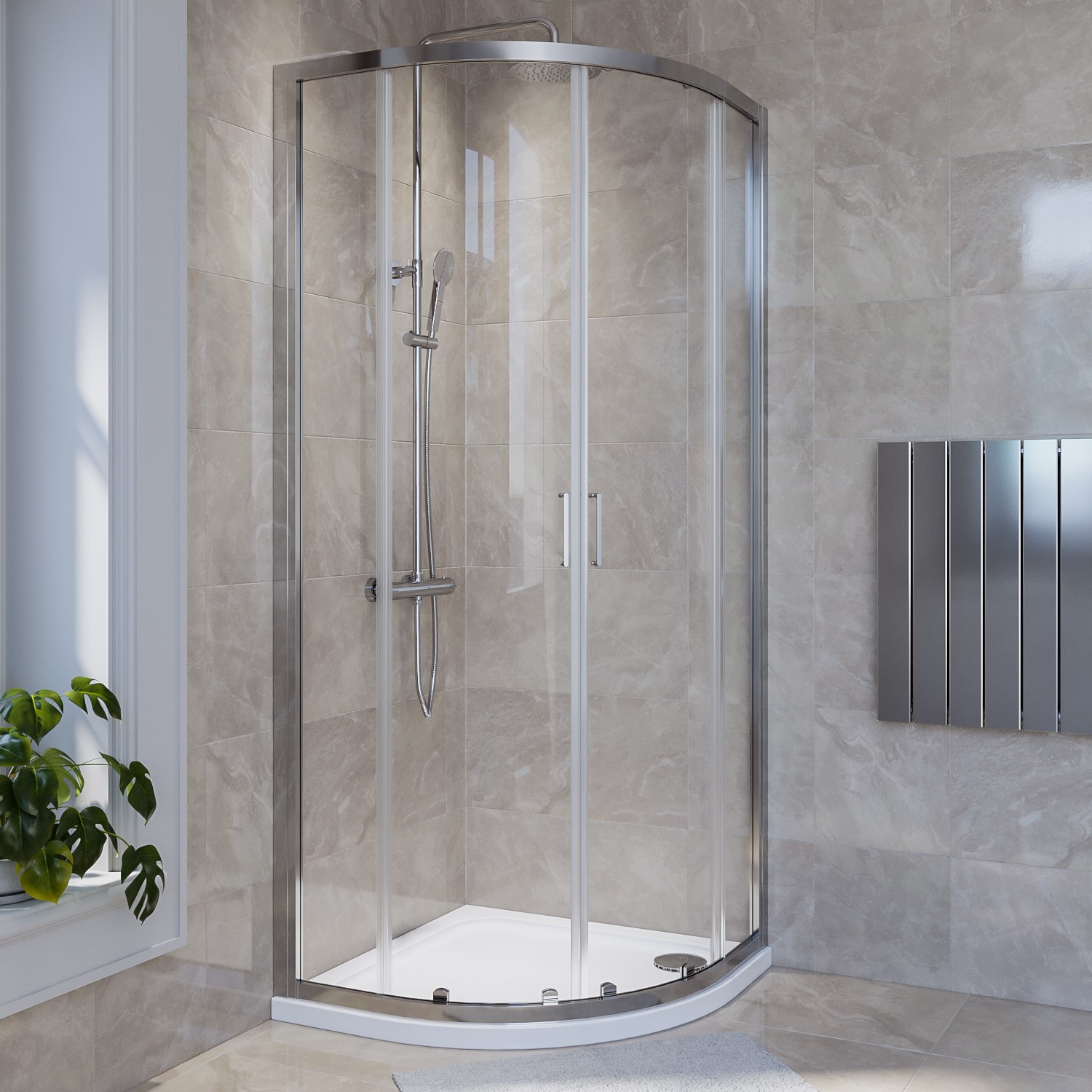 Photos - Shower Enclosure LYRA Chrome 4mm Glass Quadrant  900mm-  Chrome FDC57  (90X90)