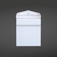 RAK Manhattan Corner Cabinet in Gloss White with Resort 45cm Corner Basin 1 Tap Hole