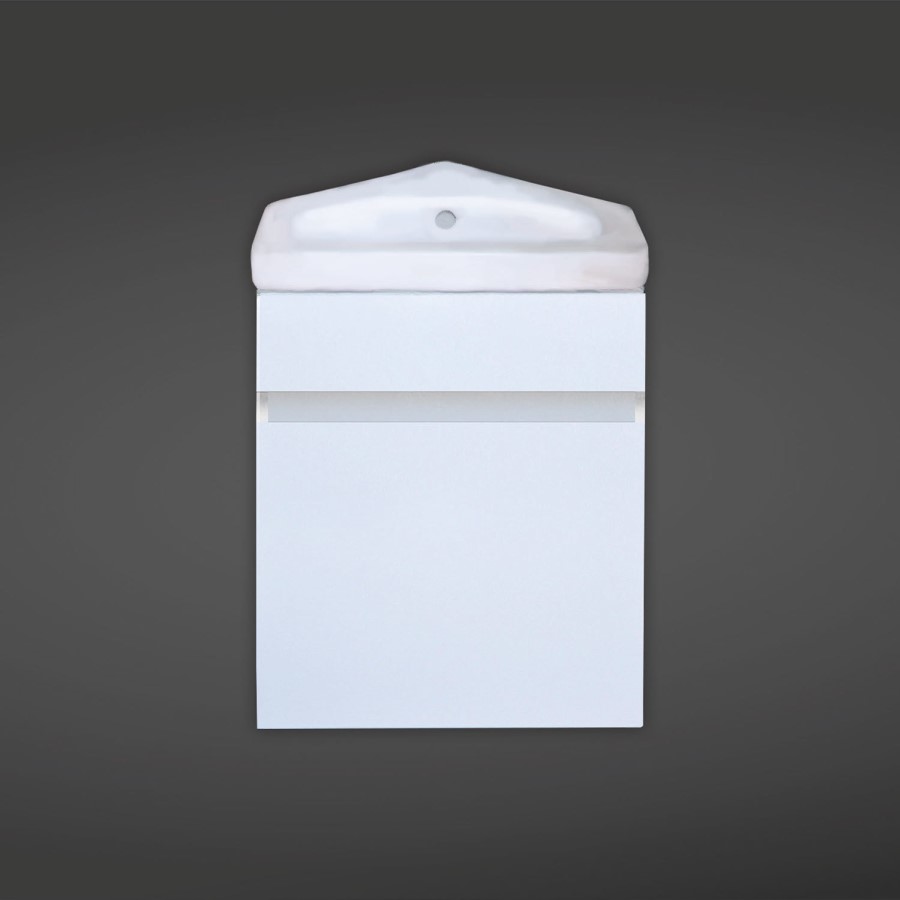 RAK Manhattan Corner Cabinet in Gloss White with Resort 45cm Corner Basin 1 Tap Hole