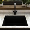 MAD54X44BLK Single Bowl Undermount Black Granite Composite Kitchen Sink - Enza Madison