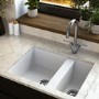 1.5 Bowl White Undermount Composite Kitchen Sink with Chrome Dual Lever Kitchen Mixer Tap - Enza