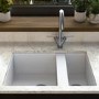 1.5 Bowl White Undermount Composite Kitchen Sink with Chrome Dual Lever Kitchen Mixer Tap - Enza