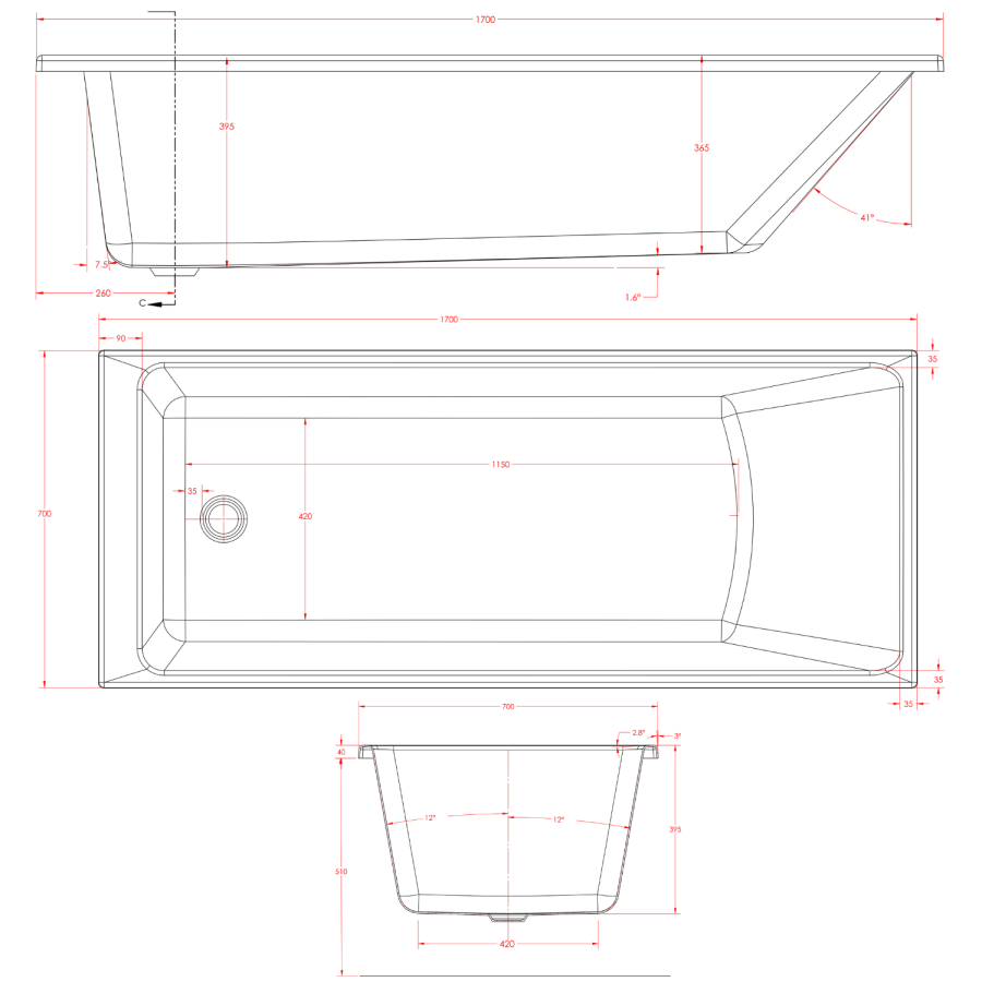 ALMOST PERFECT - Malden Matt White 1700x700 Bath