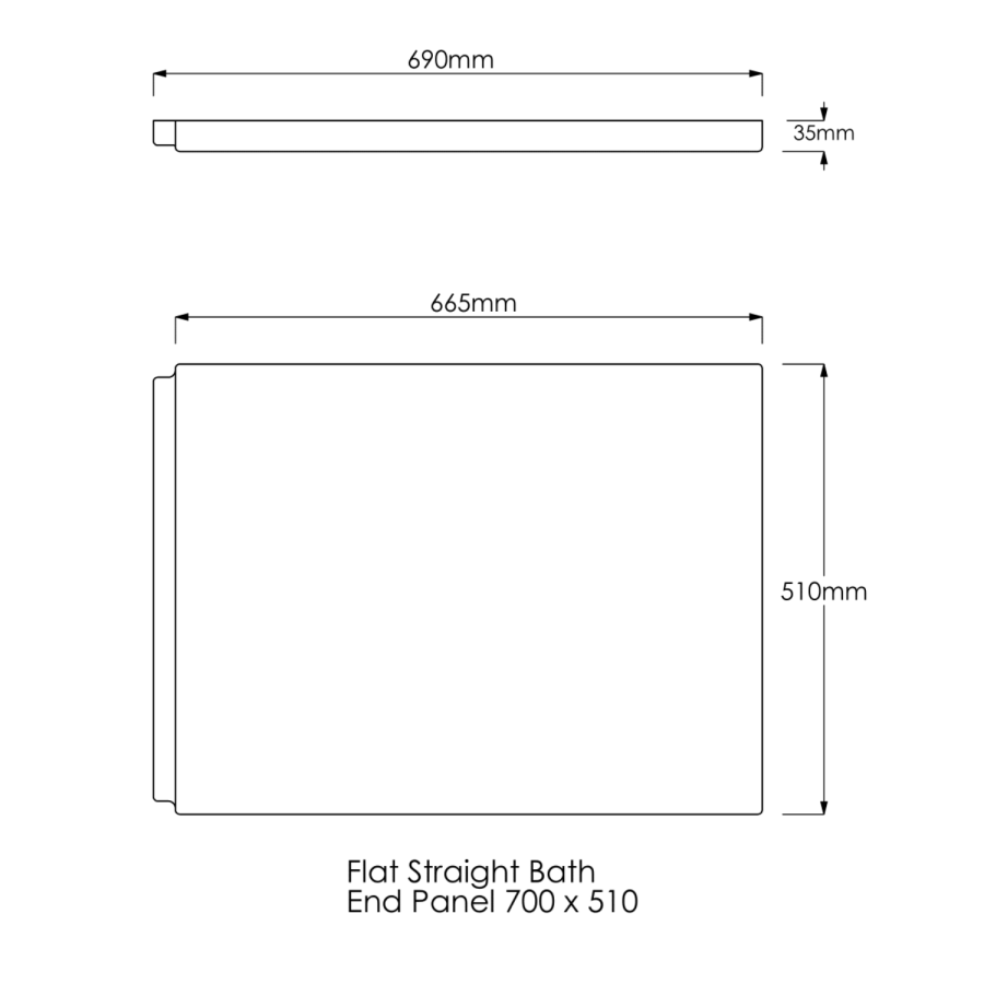 700mm Matt White Acrylic Bath End Panel - Malden