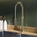 A1/MALSLBBPO ONLY OPENED - Brushed Brass Single Lever Pull Out Dual Spray Monobloc Kitchen Mixer Tap - Enza Malvern