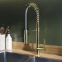 Brushed Brass Single Lever Pull Out Dual Spray Monobloc Kitchen Mixer Tap - Enza Malvern