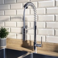 Chrome Single Lever Pull Out Dual Spray Monobloc Kitchen Mixer Tap - Enza Malvern Chrome Single Lever Pull Out Dual Spray Monobloc Kitchen Mixer Tap - Enza Malvern