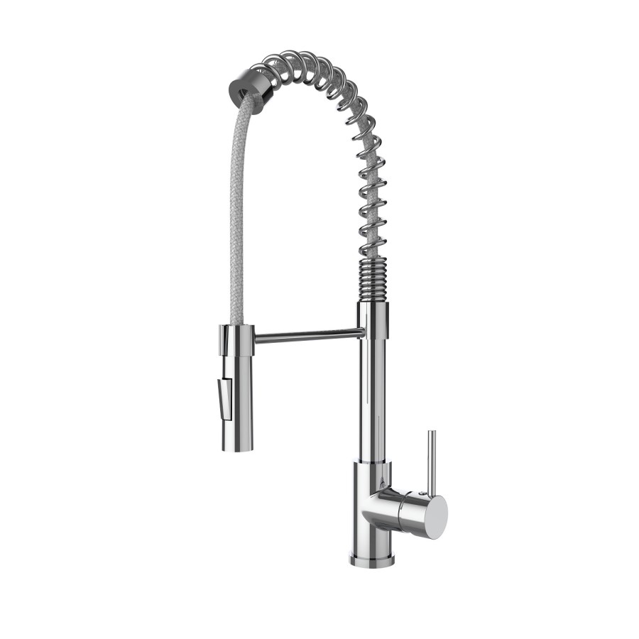 Chrome Single Lever Pull Out Dual Spray Monobloc Kitchen Mixer Tap - Enza Malvern