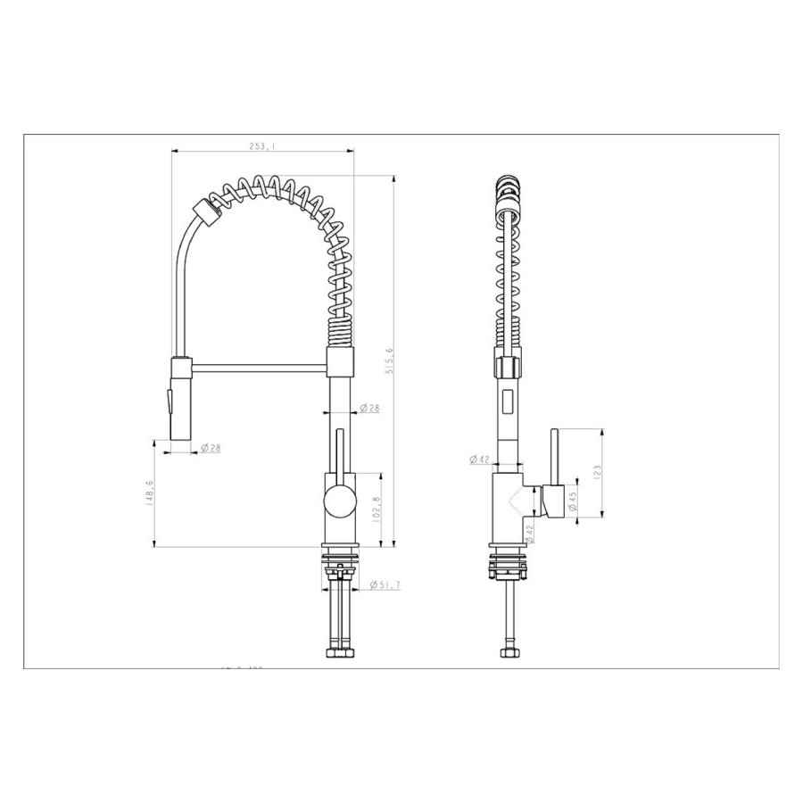 Chrome Single Lever Pull Out Dual Spray Monobloc Kitchen Mixer Tap - Enza Malvern