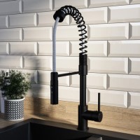 Black Single Lever Pull Out Dual Spray Monobloc Kitchen Mixer Tap - Enza Malvern Black Single Lever Pull Out Dual Spray Monobloc Kitchen Mixer Tap - Enza Malvern