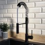 Black Single Lever Pull Out Dual Spray Monobloc Kitchen Mixer Tap - Enza Malvern