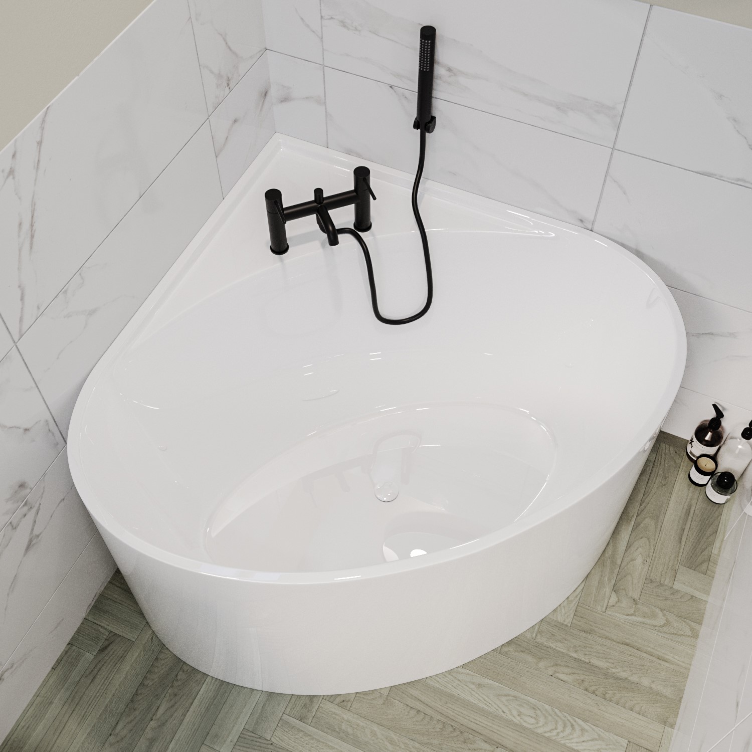 Malta White Freestanding Double Ended Small Round Corner Bath 1000 X 1000Mm