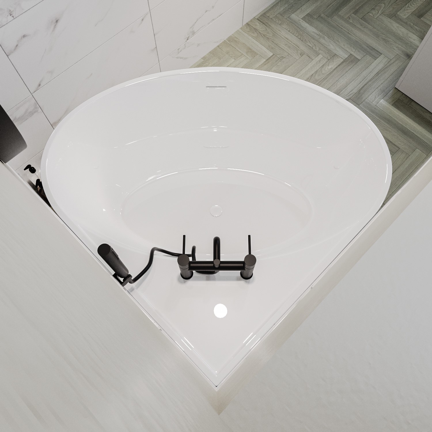 Freestanding Double Ended Small Round Corner Bath 1000 x 1000mm - Malta ...