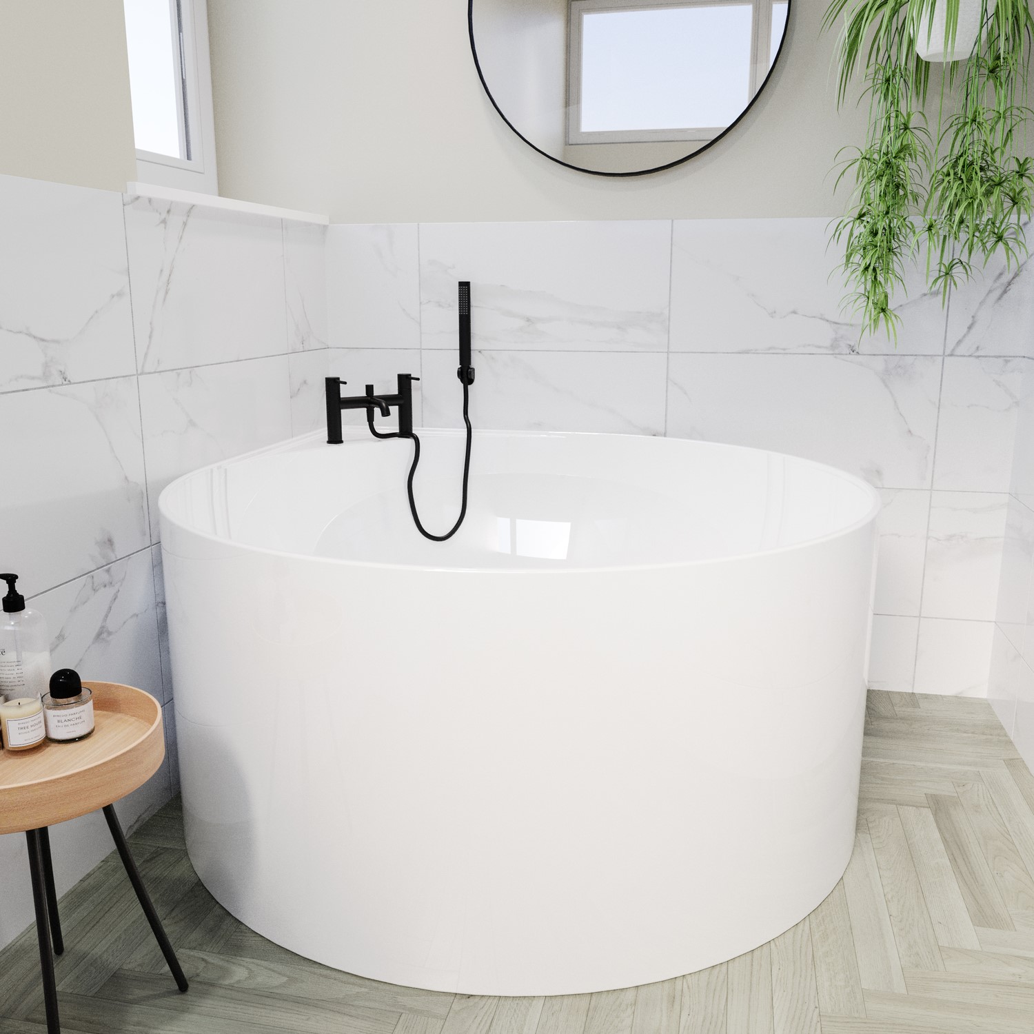 Round Column Bath Rack Freestanding Double Ended Round Corner Bath 1250 x 1250mm - Malta ...