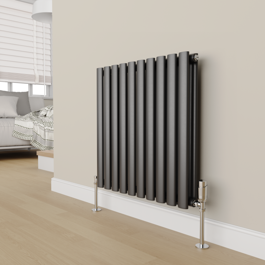 Elego Chrome Modern TRV Angled Thermostatic Radiator Valves With Lockshield