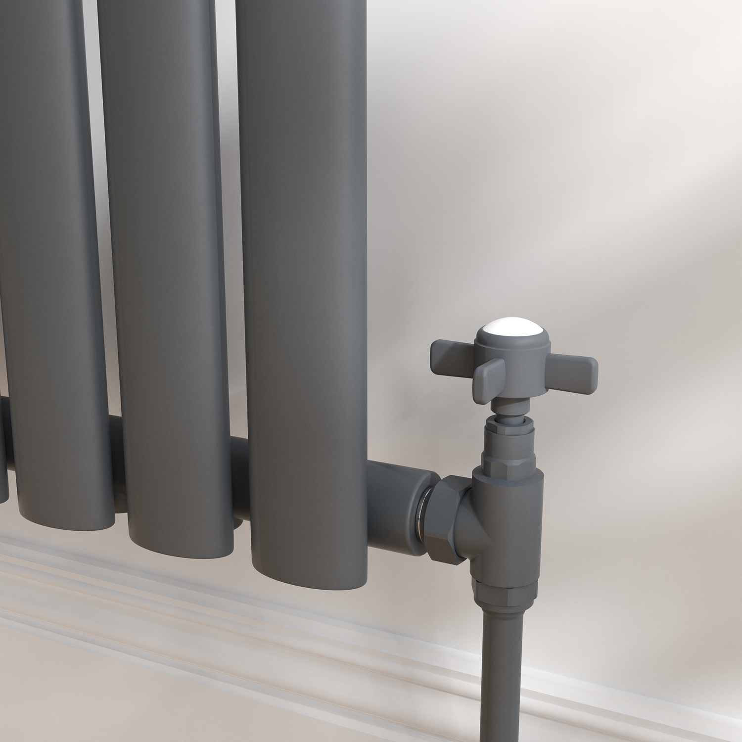 Maesta Anthracite Gray Traditional Manual Angled Radiator Valves (Pair)