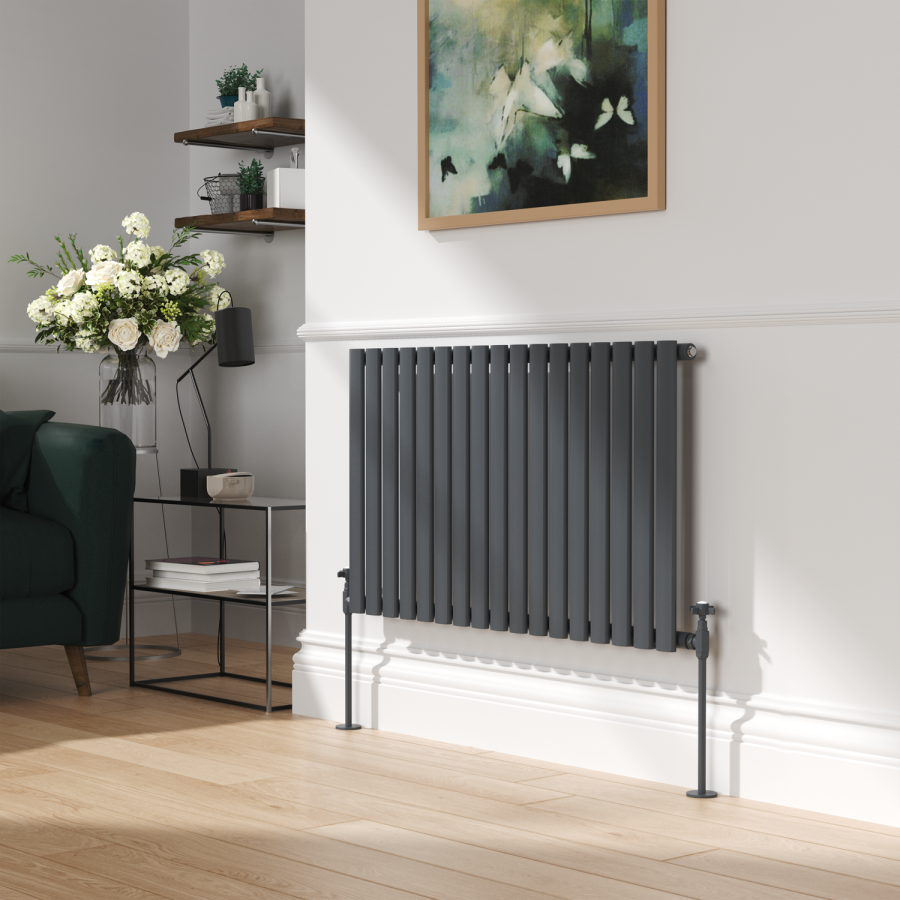 Radiator Boxman Maesta Anthracite Gray Traditional Manual Angled Radiator Valves (pair ...