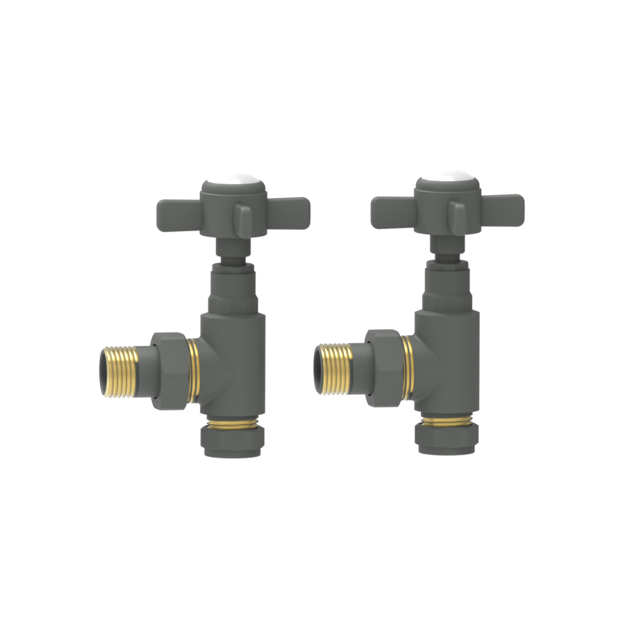 Maesta Anthracite Gray Traditional Manual Angled Radiator Valves (pair)
