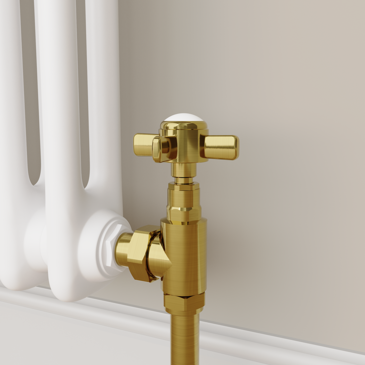 Angle Radiator Valves Maesta Brushed Brass Traditional Manual Angled Radiator Valves (pair ...