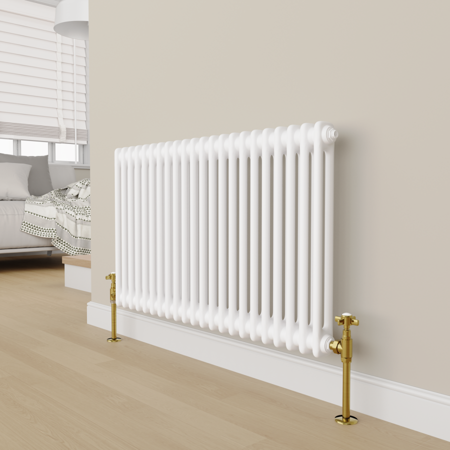 Maesta Brushed Brass Traditional Manual Angled Radiator Valves (pair)
