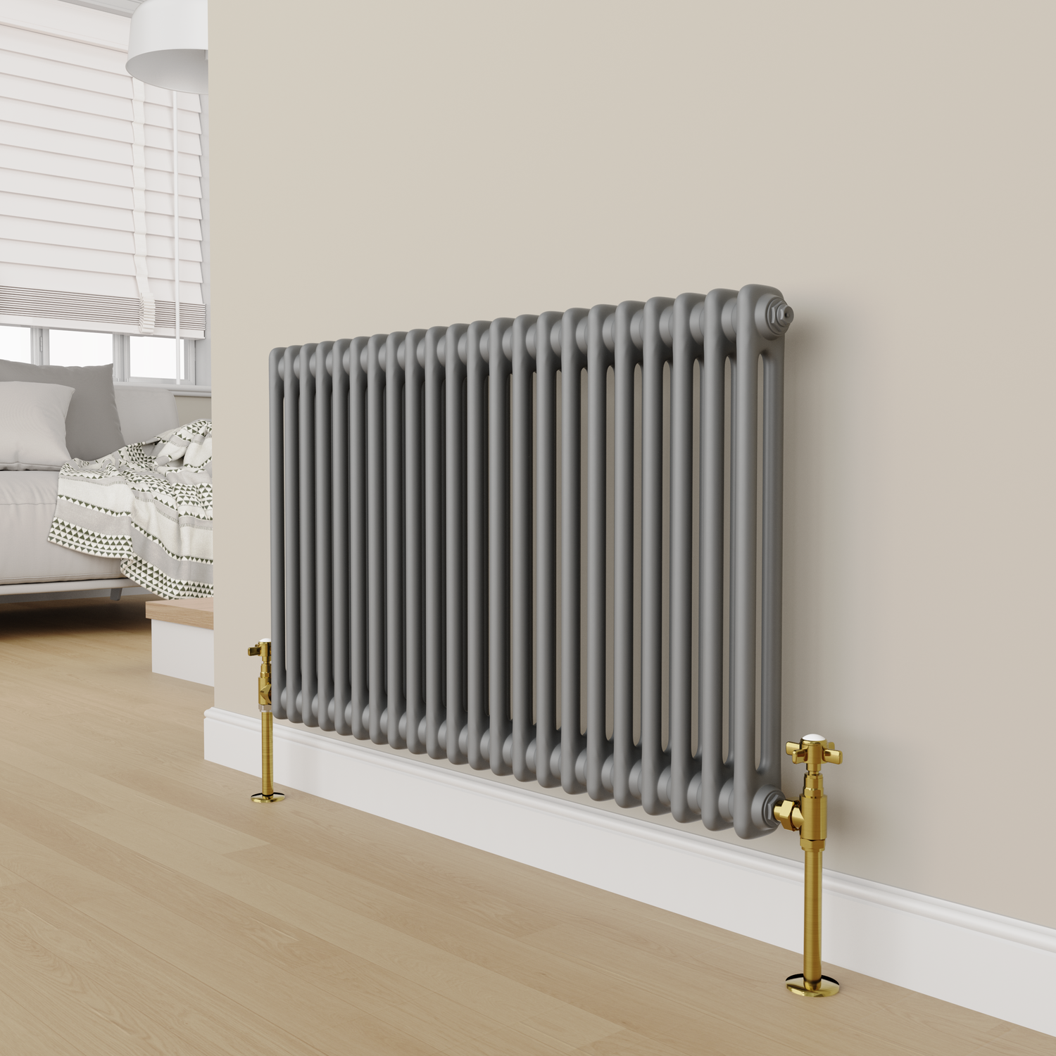 Maesta Brushed Brass Traditional Manual Angled Radiator Valves (pair ...