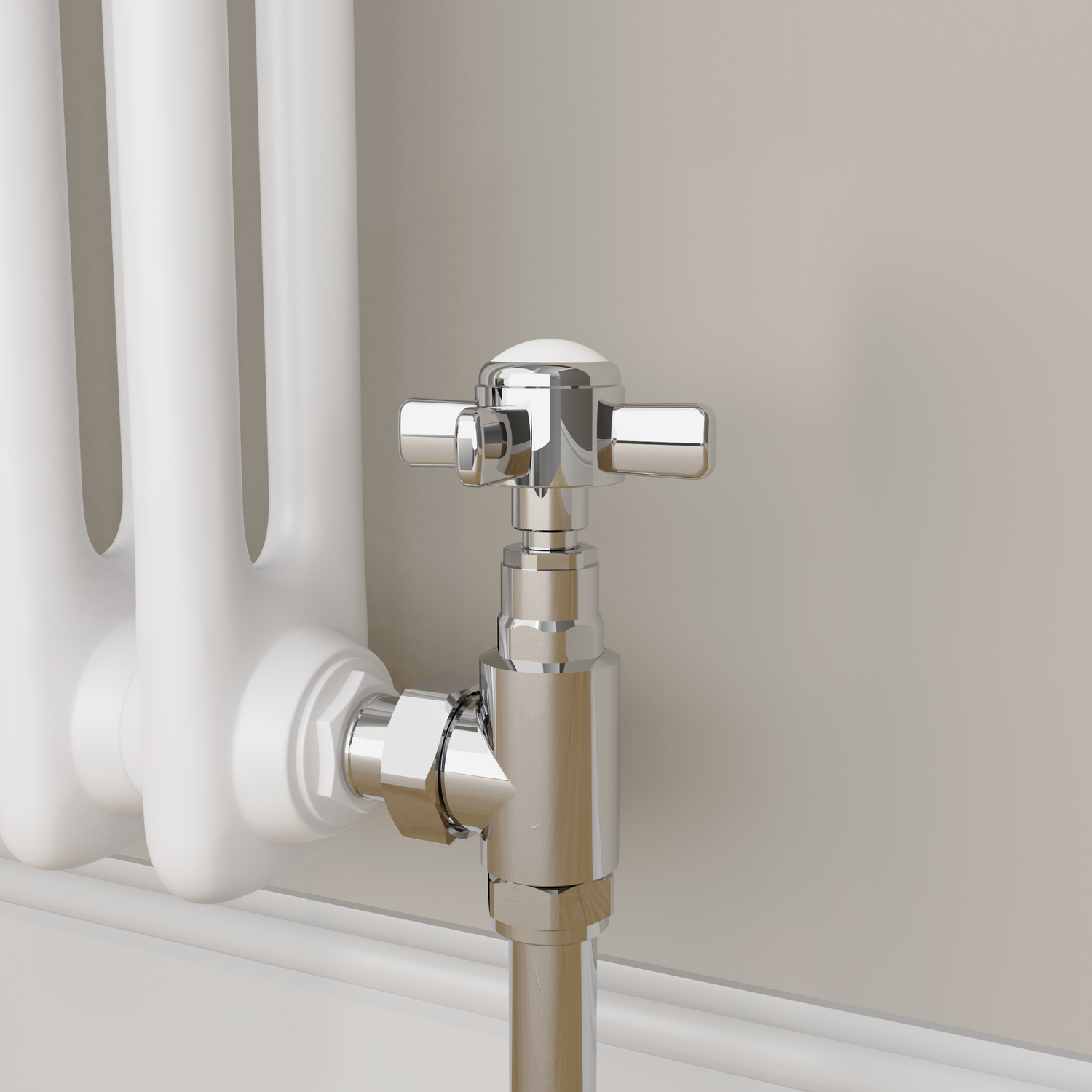Maesta Chrome Traditional Manual Angled Radiator Valves (Pair)