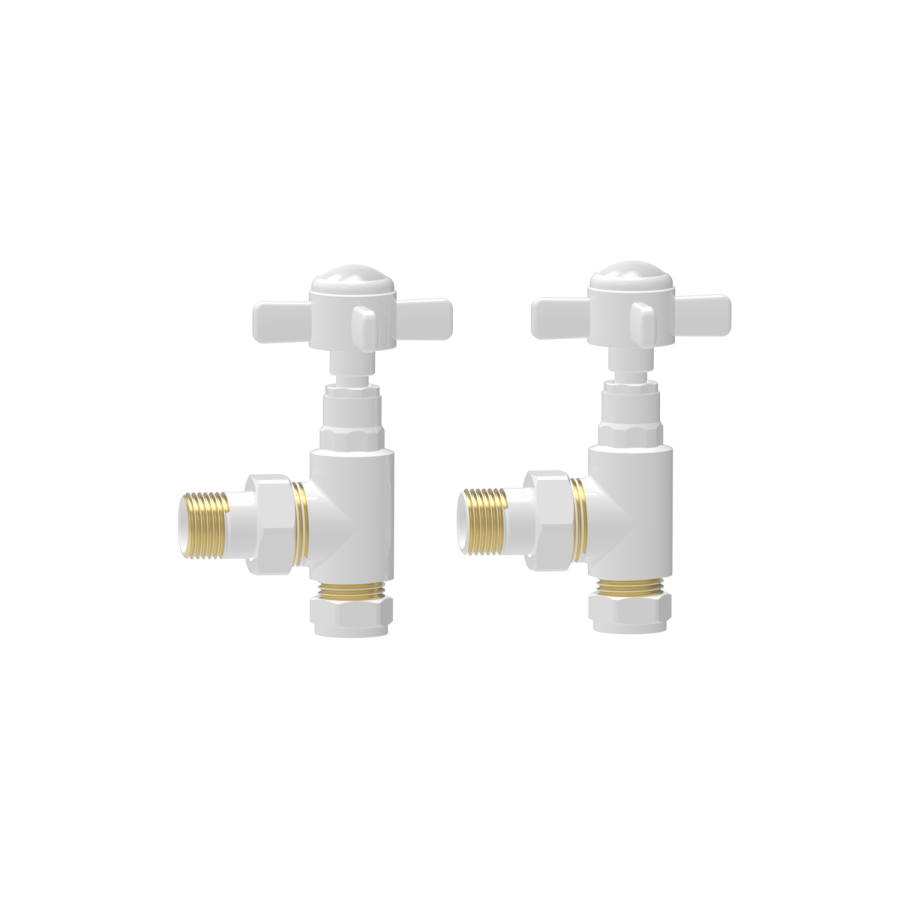 Maesta White Traditional Manual Angled Radiator Valves (pair)