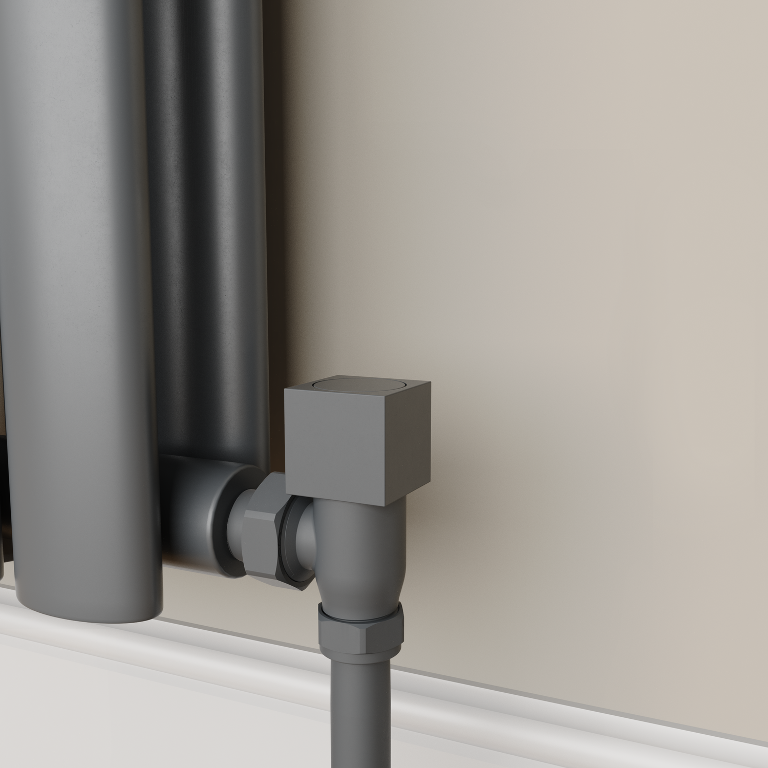 Elego Anthracite Gray Modern Manual Angled Radiator Valves (Pair)