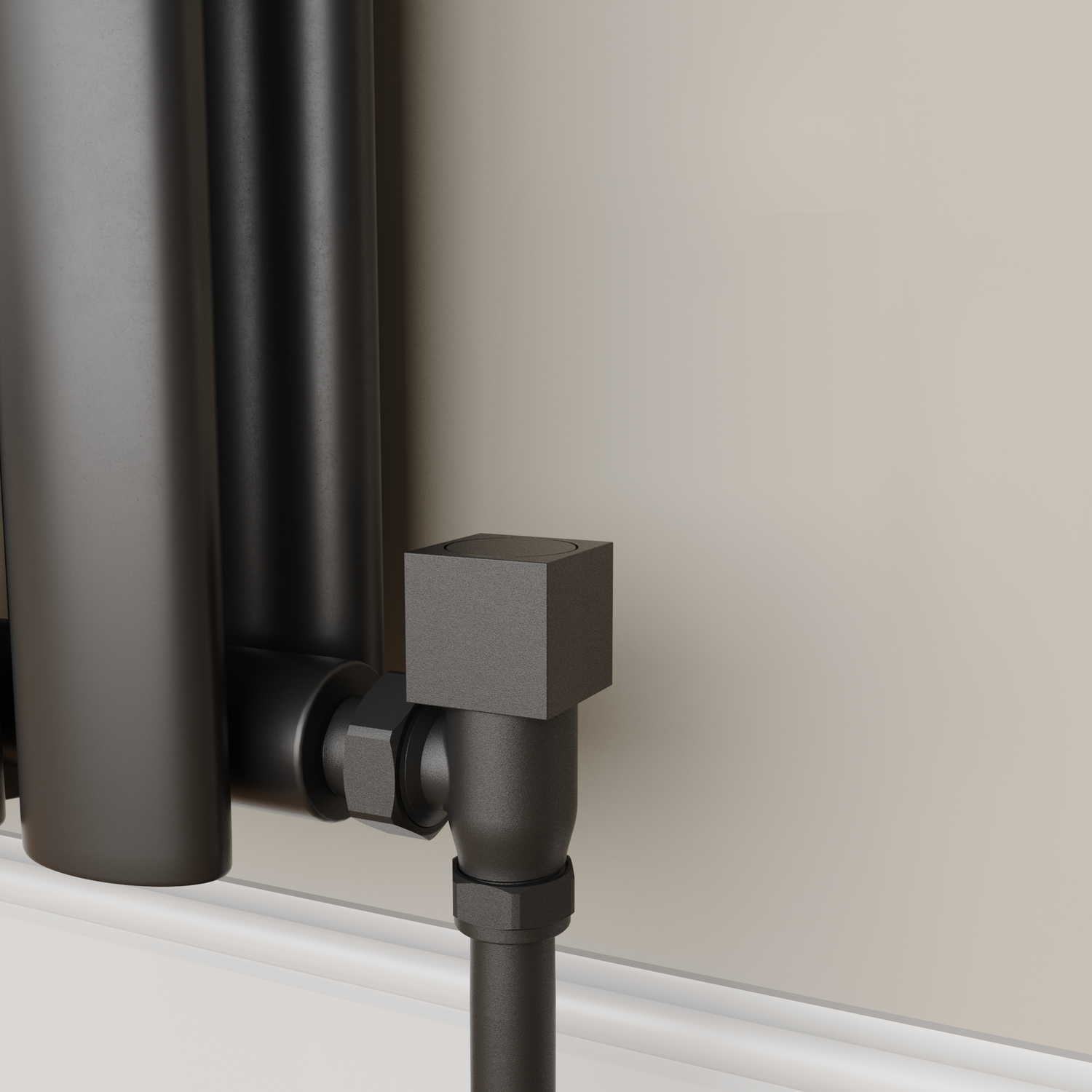 Elego Black Matte Modern Manual Angled Radiator Valves (Pair)