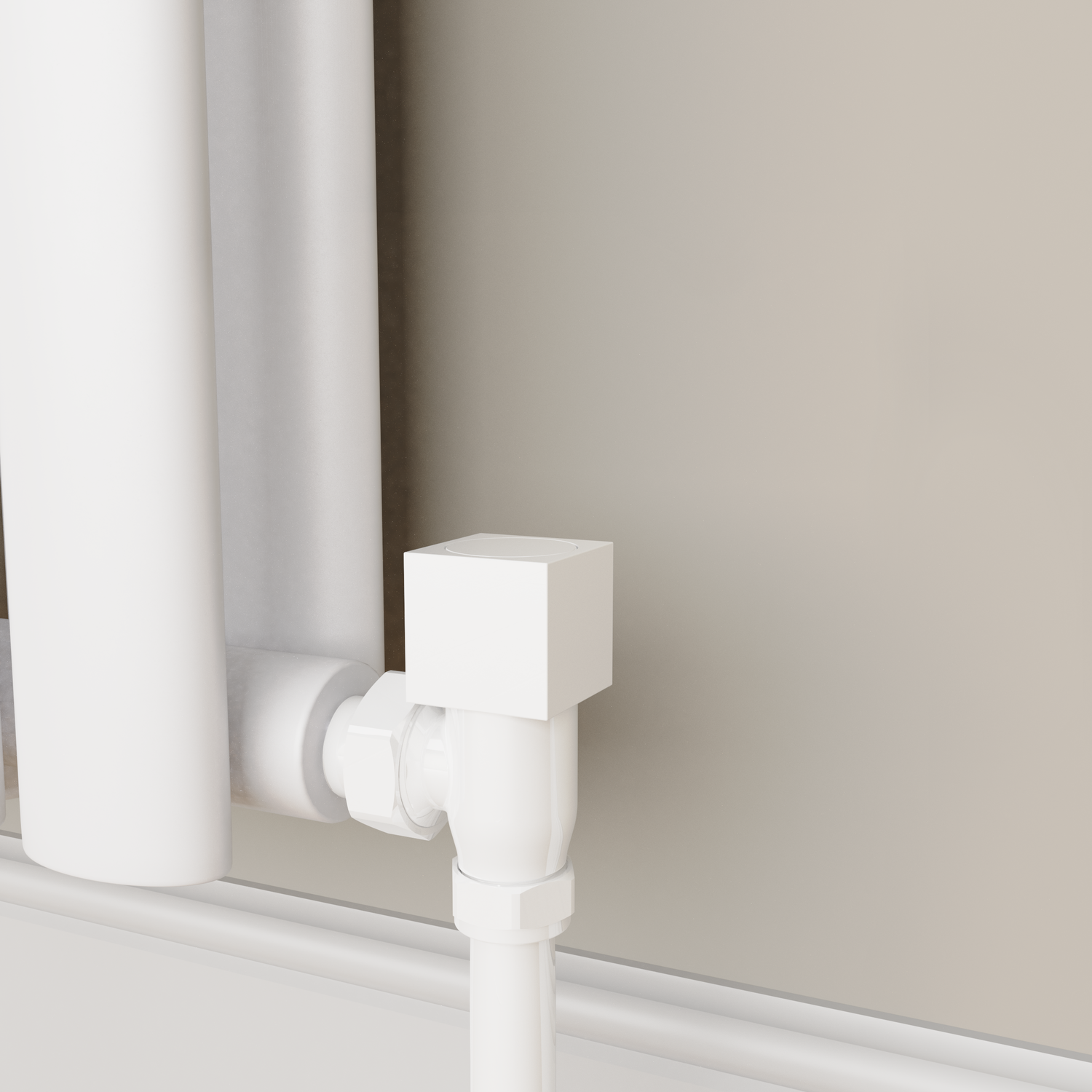 Image of Elego Elego White Modern Manual Angled Radiator Valves (pair) White 7.9 x 2.9 x 6.1 cm MAN-AG-2WH