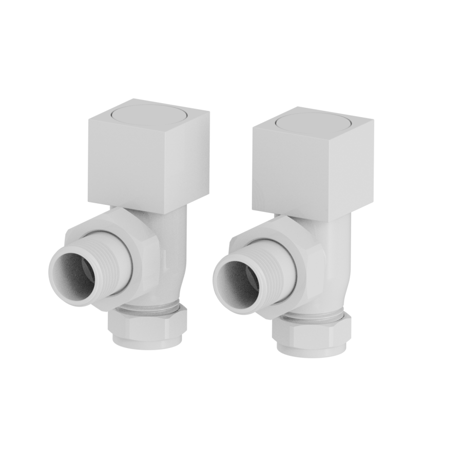 Elego White Modern Manual Angled Radiator Valves (pair)