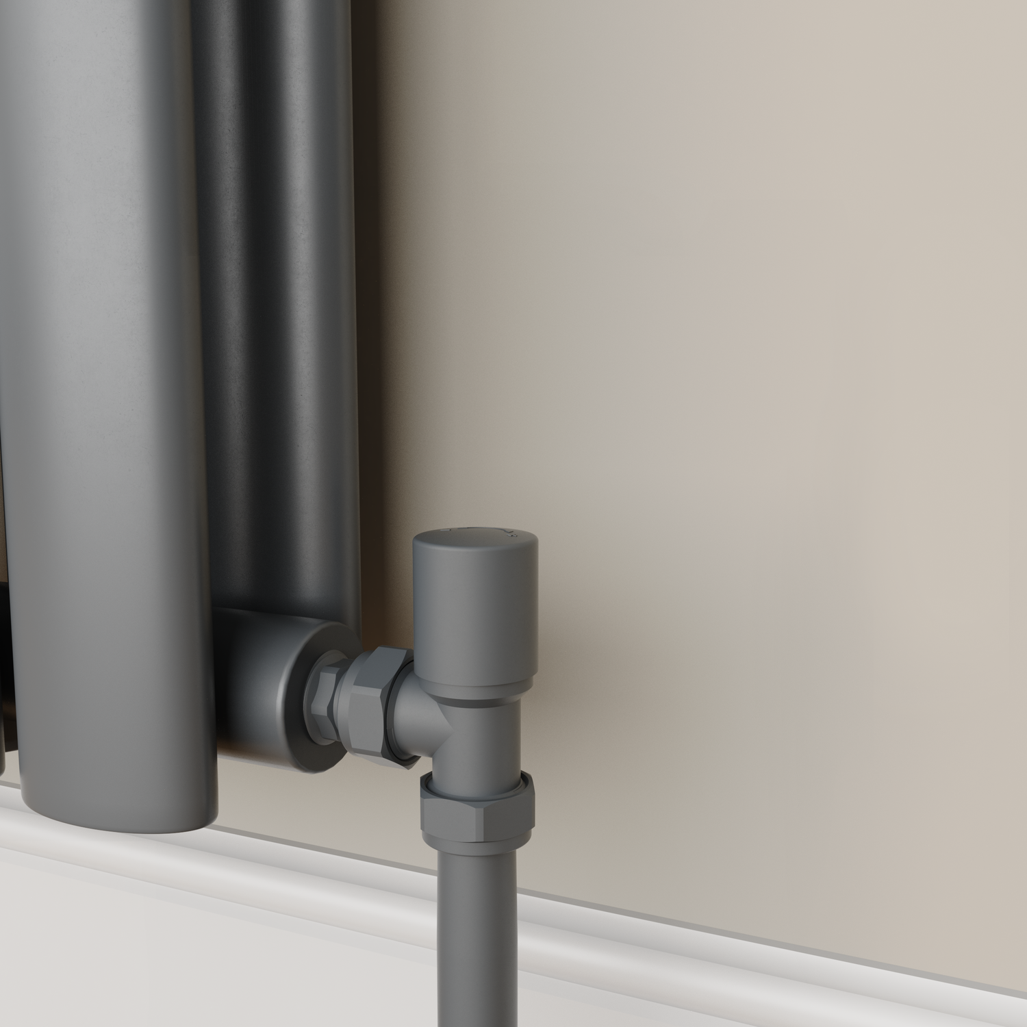 Elego Anthracite Gray Modern Manual Angled Radiator Valves (Pair)