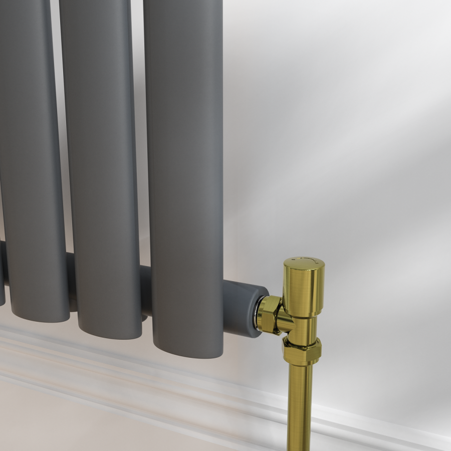 Elego Brushed Brass Modern Manual Angled Radiator Valves (pair)