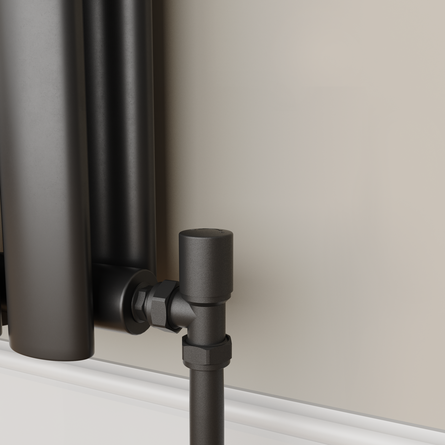 Elego Black Matte Modern Manual Angled Radiator Valves (Pair)
