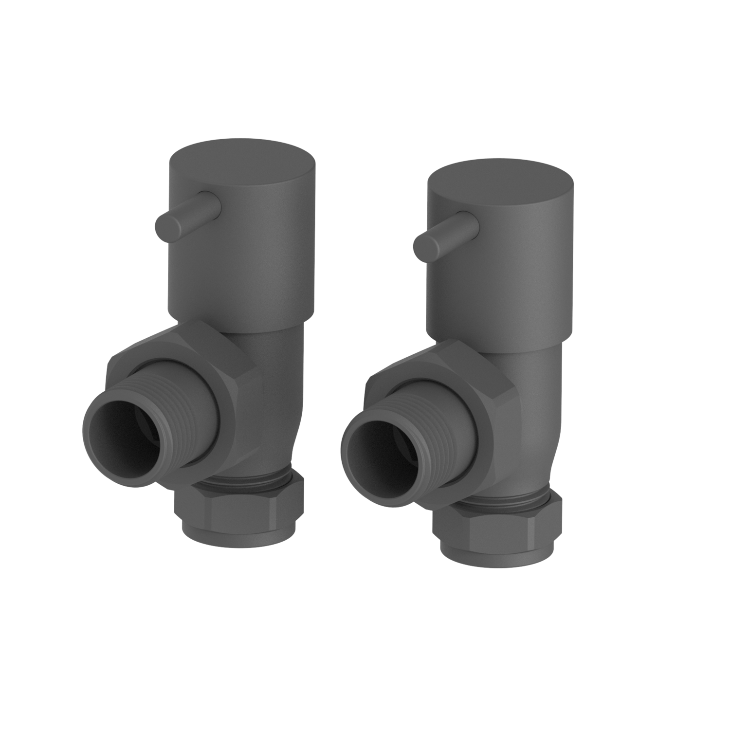Pair Of Designer Square Angled Radiator Valves In Anthracite - 15mm, Brass Construction
