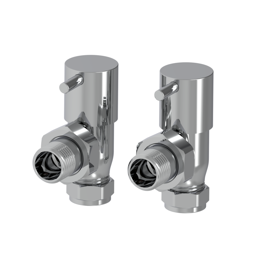 Elego Chrome Modern Manual Angled Radiator Valves (pair)