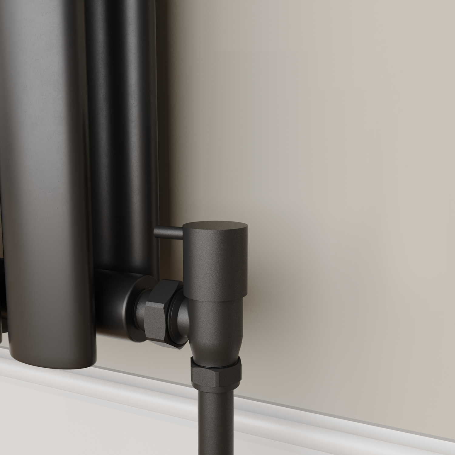 Image of Elego Elego Matte Black Modern Manual Angled Radiator Valves (pair) Black 6.1 x 3 x 8 cm MAN-AG-4MB