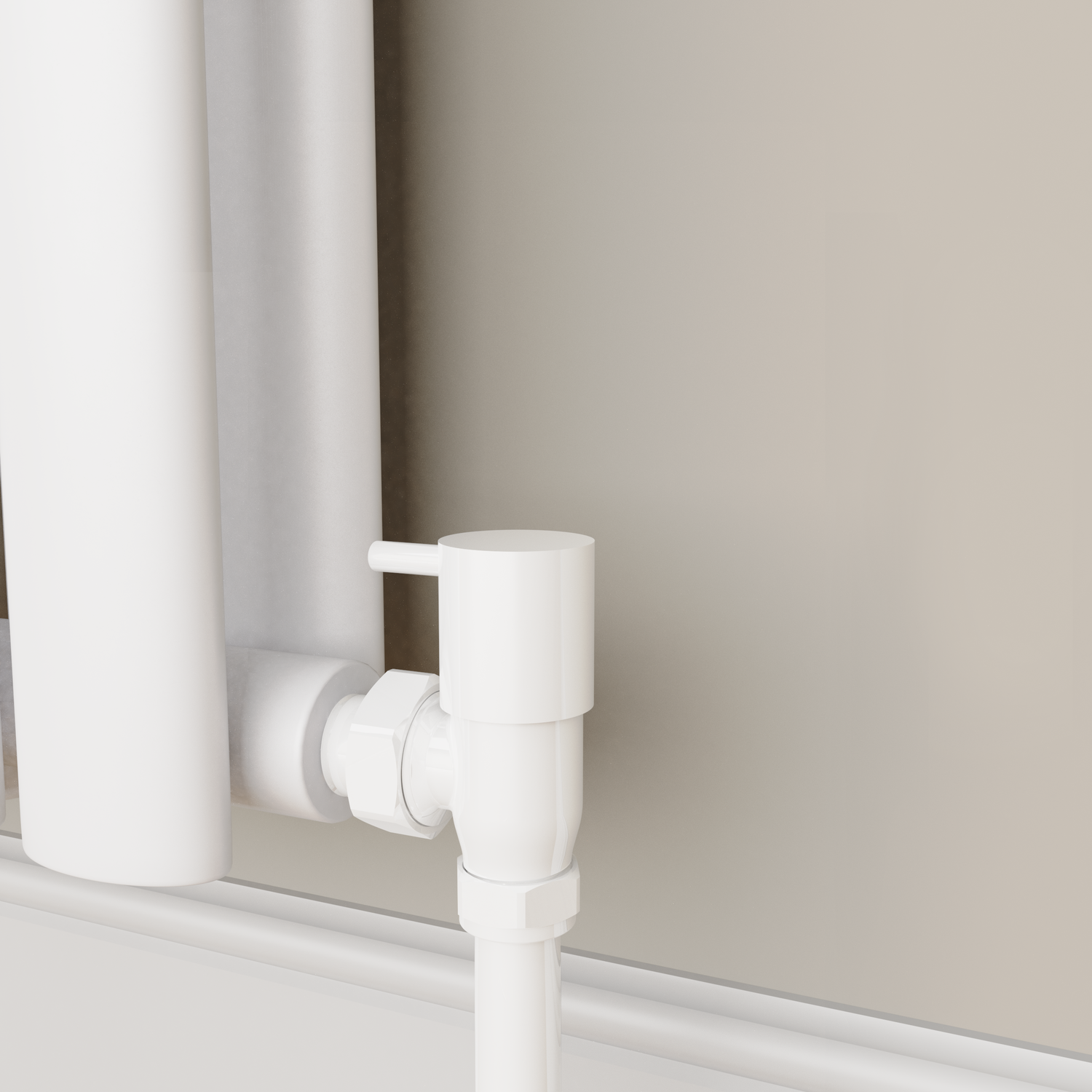 Image of Elego Elego White Modern Manual Angled Radiator Valves (pair) White 6.1 x 3 x 8 cm MAN-AG-4WH